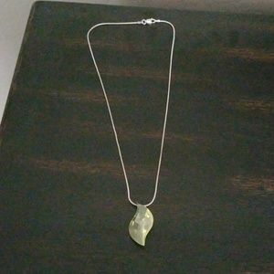 Silver necklace with green pendant
